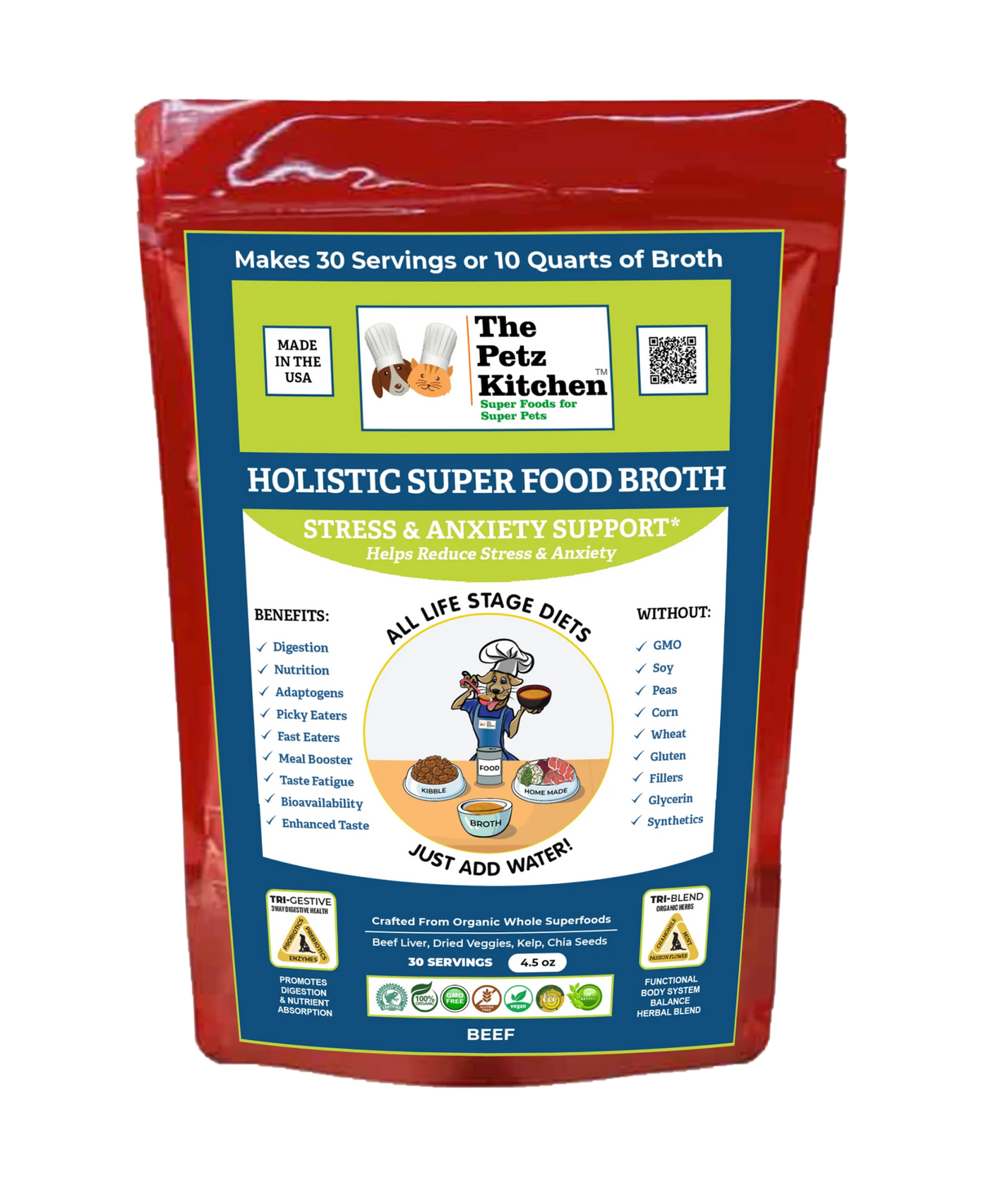 The Petz Kitchen Super Food Broth for Dogs and Cats Stress Relief | Animal Vitamins & Supplements | pethousekh
