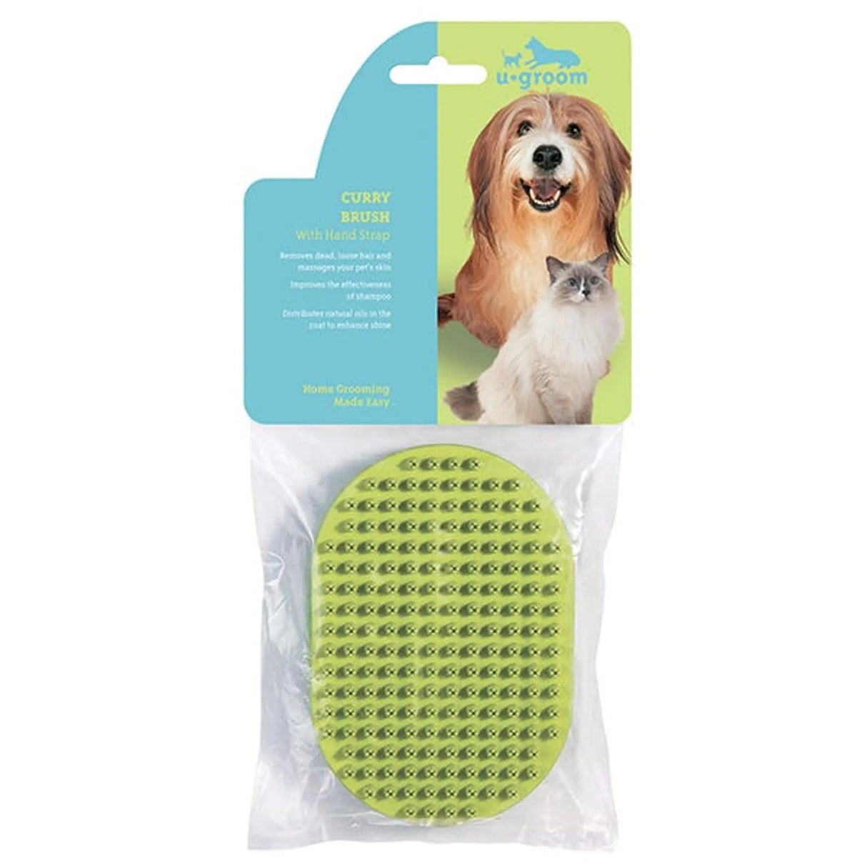 UG Rubber Curry Brush Oval w/Handstrap | Tools | pethousekh