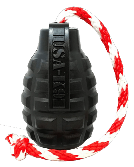 USA - K9 Grenade Durable Rubber Dog Chew Toy With Rope | Dog Toys | pethousekh