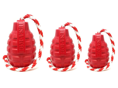 USA - K9 Grenade Durable Rubber Dog Chew Toy With Rope | Dog Toys | pethousekh