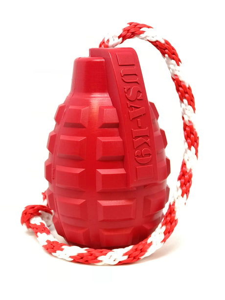 USA - K9 Grenade Durable Rubber Dog Chew Toy With Rope | Dog Toys | pethousekh