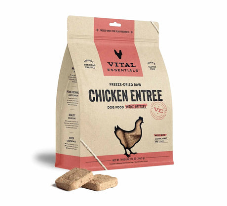Vital Essentials Freeze - Dried Chicken Dog Food Mini Patties 14 oz | Freeze Dried Raw | pethousekh