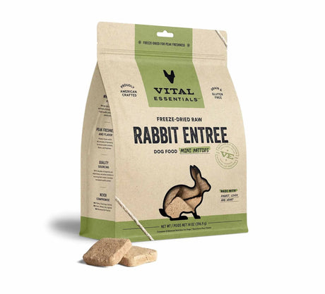 Vital Essentials Freeze - Dried Raw Rabbit Dog Food, 14 oz Patties | Freeze Dried Raw | pethousekh