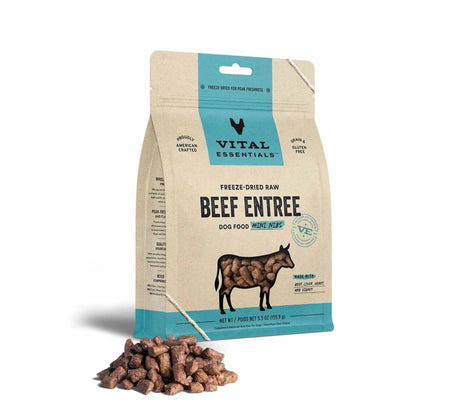 Vital Essentials(R) Freeze - Dried Raw Beef Entree Dog Food Mini Nibs, | Freeze Dried Raw | pethousekh