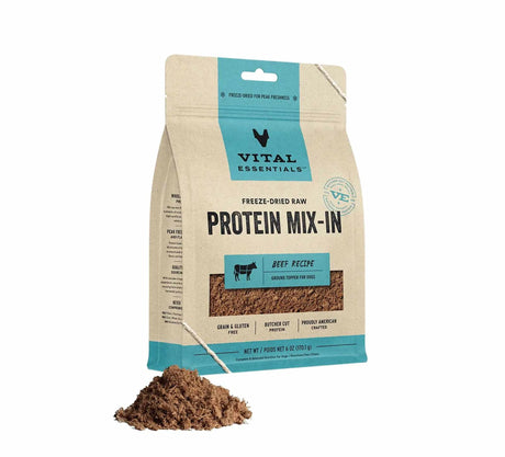 Vital Essentials(R) Freeze - Dried Raw Beef Protein Mix - In Ground Topper for Dogs, 6 oz | Food Toppers | pethousekh
