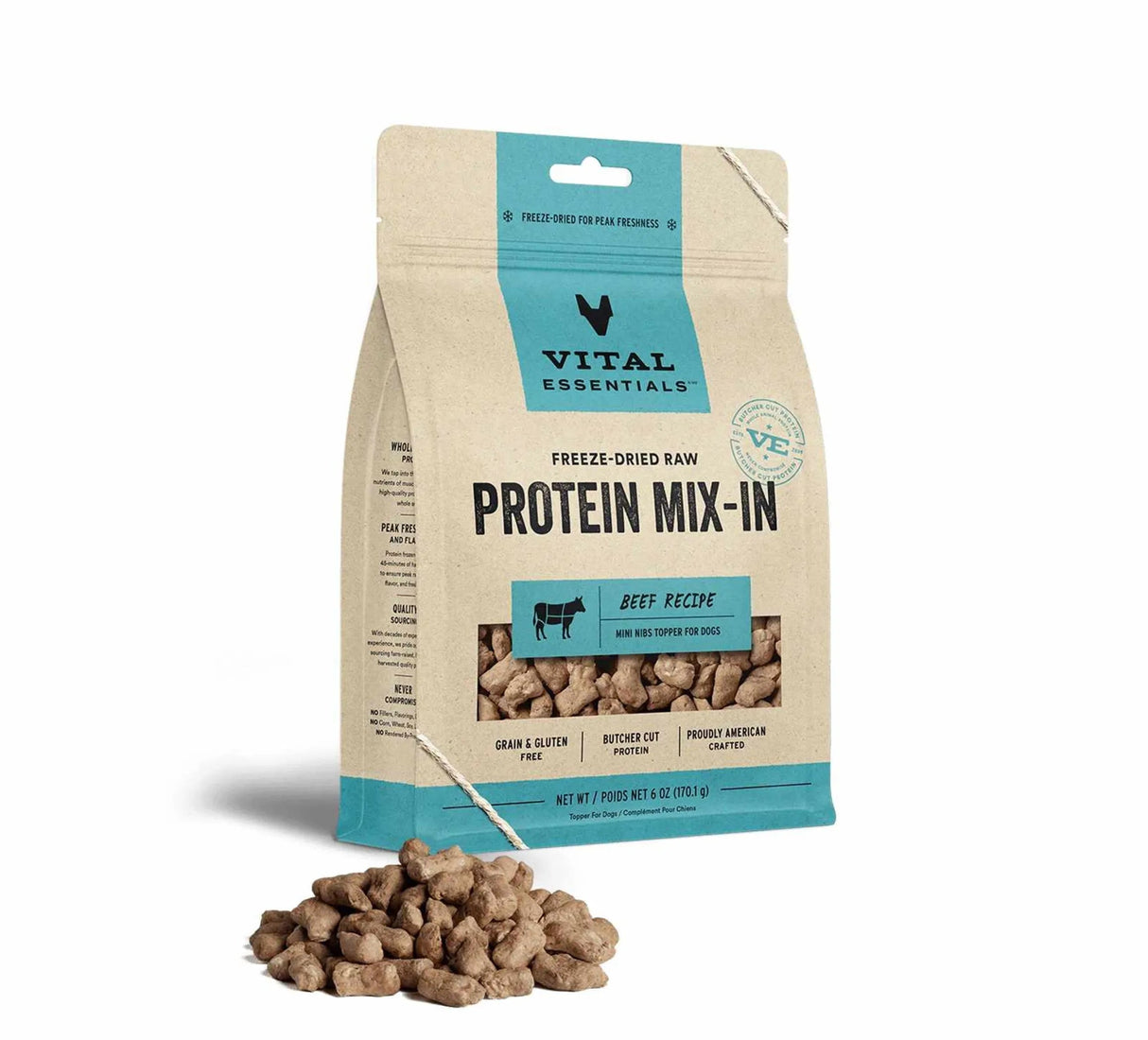 Vital Essentials(R) Freeze - Dried Raw Beef Protein Mix - In Meal Topper for Dogs | Food Toppers | pethousekh