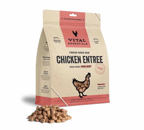 Vital Essentials(R) Freeze - Dried Raw Chicken Entree Dog Food Mini Nibs, | Freeze Dried Raw | pethousekh