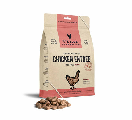 Vital Essentials(R) Freeze - Dried Raw Chicken Entree Dog Food Nibs, 14 oz | Freeze Dried Raw | pethousekh