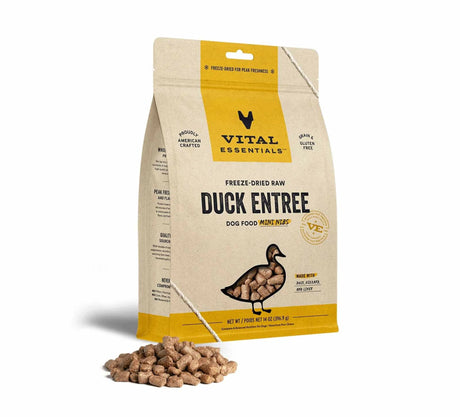 Vital Essentials(R) Freeze - Dried Raw Duck Entree Dog Food Mini Nibs, | Freeze Dried Raw | pethousekh