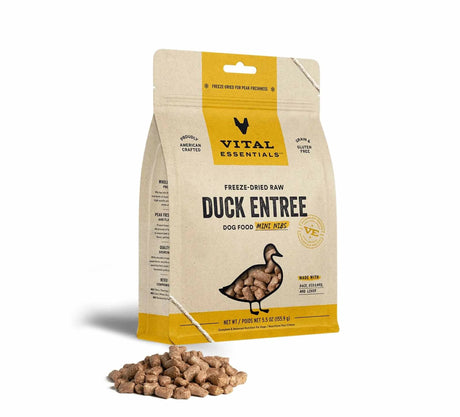 Vital Essentials(R) Freeze - Dried Raw Duck Entree Dog Food Mini Nibs, | Freeze Dried Raw | pethousekh