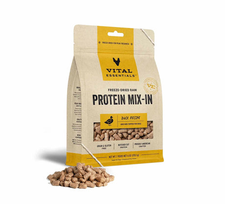 Vital Essentials(R) Freeze - Dried Raw Duck Protein Mix - In Meal Topper for Dogs | Food Toppers | pethousekh