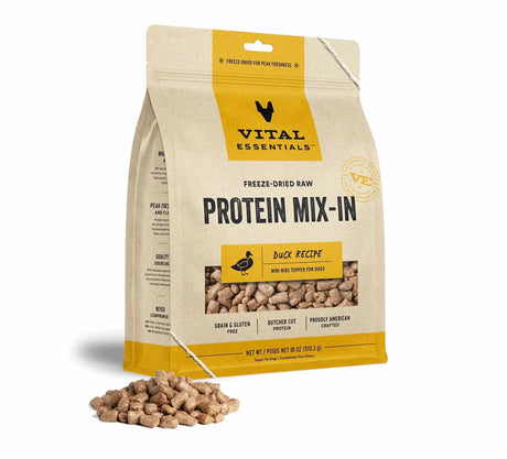 Vital Essentials(R) Freeze - Dried Raw Duck Protein Mix - In Meal Topper for Dogs | Food Toppers | pethousekh