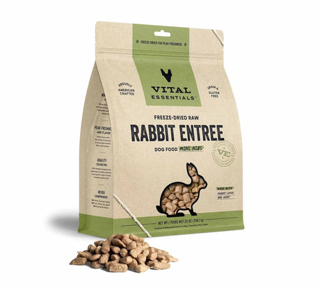 Vital Essentials(R) Freeze - Dried Raw Rabbit Entree Dog Food Mini Nibs, | Freeze Dried Raw | pethousekh