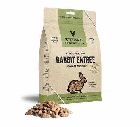 Vital Essentials(R) Freeze - Dried Raw Rabbit Entree Dog Food Mini Nibs, | Freeze Dried Raw | pethousekh