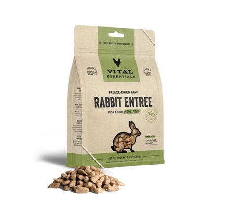 Vital Essentials(R) Freeze - Dried Raw Rabbit Entree Dog Food Mini Nibs, | Freeze Dried Raw | pethousekh