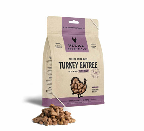 Vital Essentials(R) Freeze - Dried Raw Turkey Entree Dog Food Mini Nibs, | Freeze Dried Raw | pethousekh