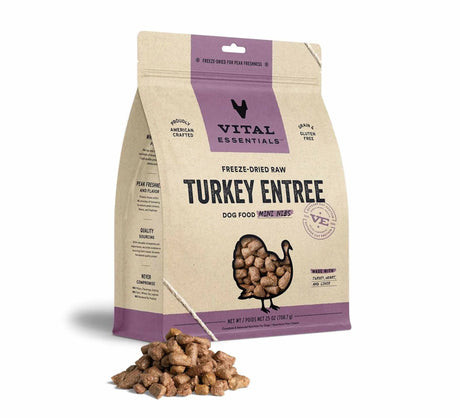 Vital Essentials(R) Freeze - Dried Raw Turkey Entree Dog Food Mini Nibs, | Freeze Dried Raw | pethousekh