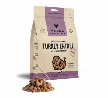 Vital Essentials(R) Freeze - Dried Raw Turkey Entree Dog Food Mini Nibs, | Freeze Dried Raw | pethousekh