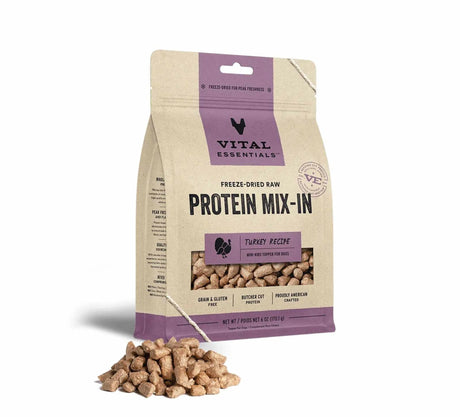 Vital Essentials(R) Freeze - Dried Raw Turkey Protein Mix - In Meal Topper for Dogs, | Food Toppers | pethousekh