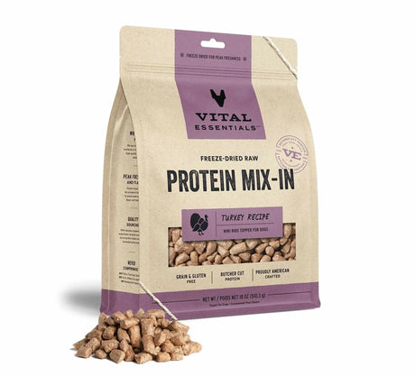 Vital Essentials(R) Freeze - Dried Raw Turkey Protein Mix - In Meal Topper for Dogs, | Food Toppers | pethousekh